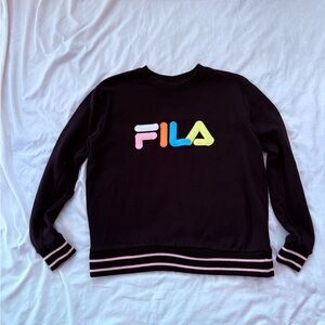 FILA Vintage Women's Black Sweater with Colorful Logo
